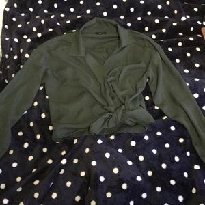 Turquoise long sleeve wrap top